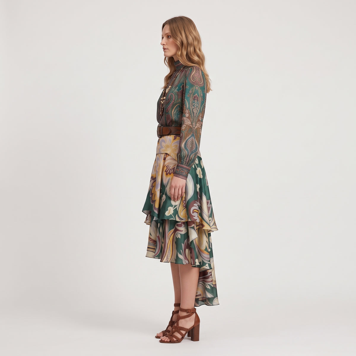 ETRO Floral Tiered Silk Midi Skirt - view 4