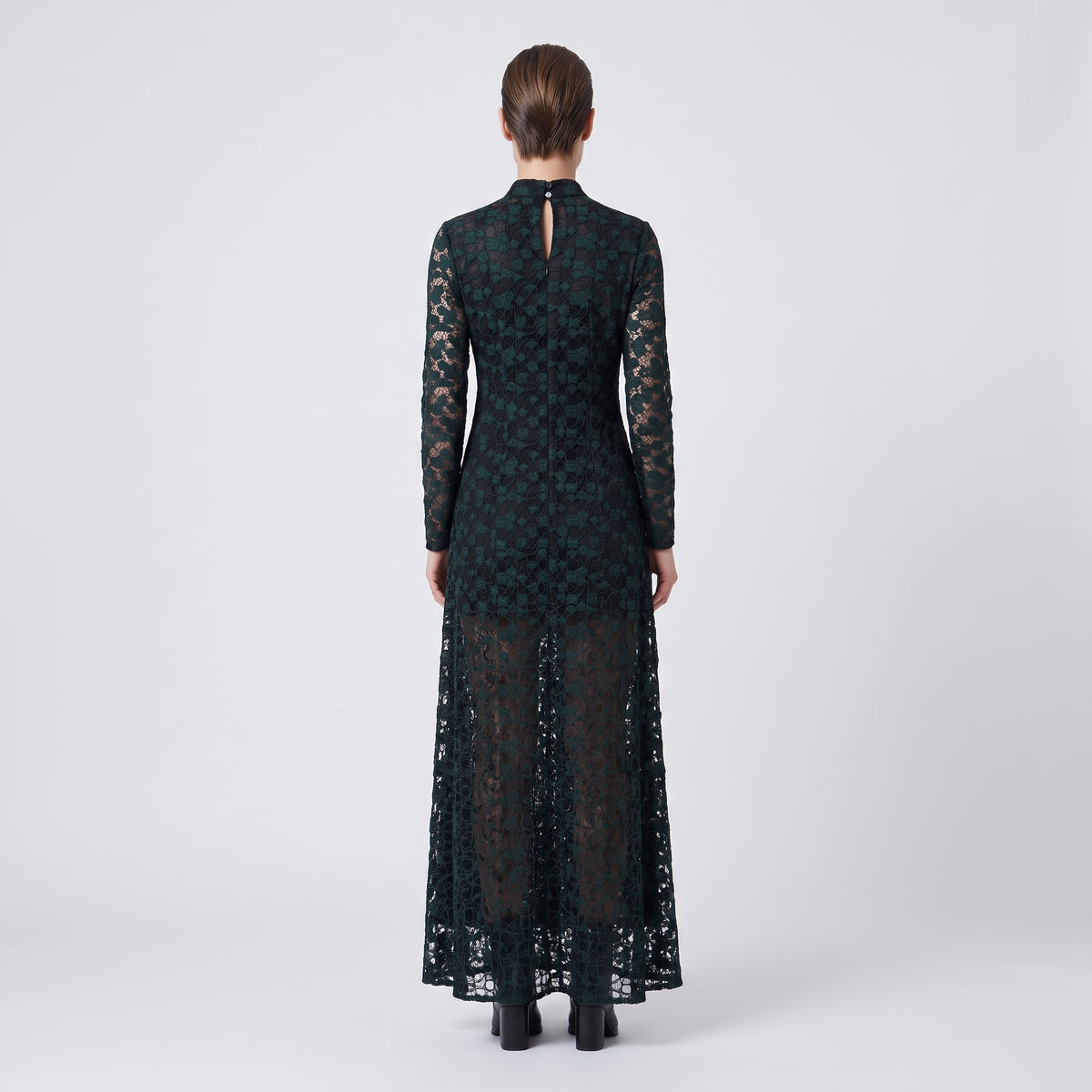 Beaded Emblem Lace Maxi Dress