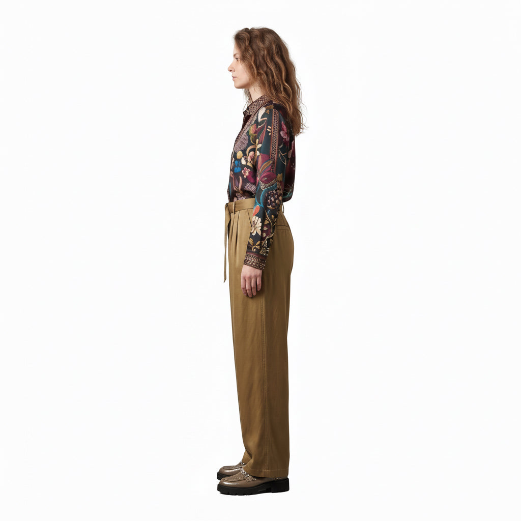 DRIES VAN NOTEN Belted Wide-Leg Satin Trousers - view 4