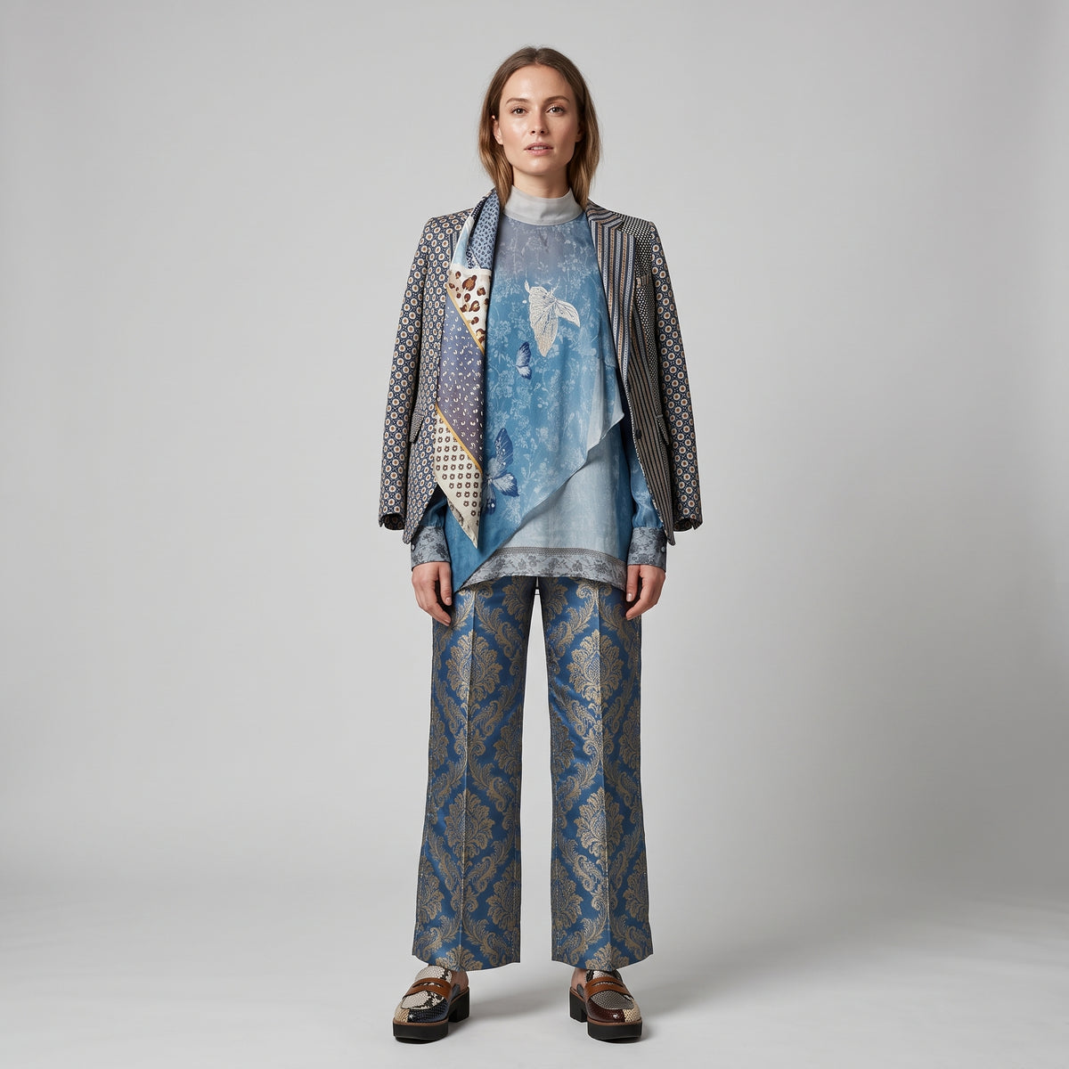PIERRE LOUIS MASCIA Blue Butterfly Silk Blouse - view 3