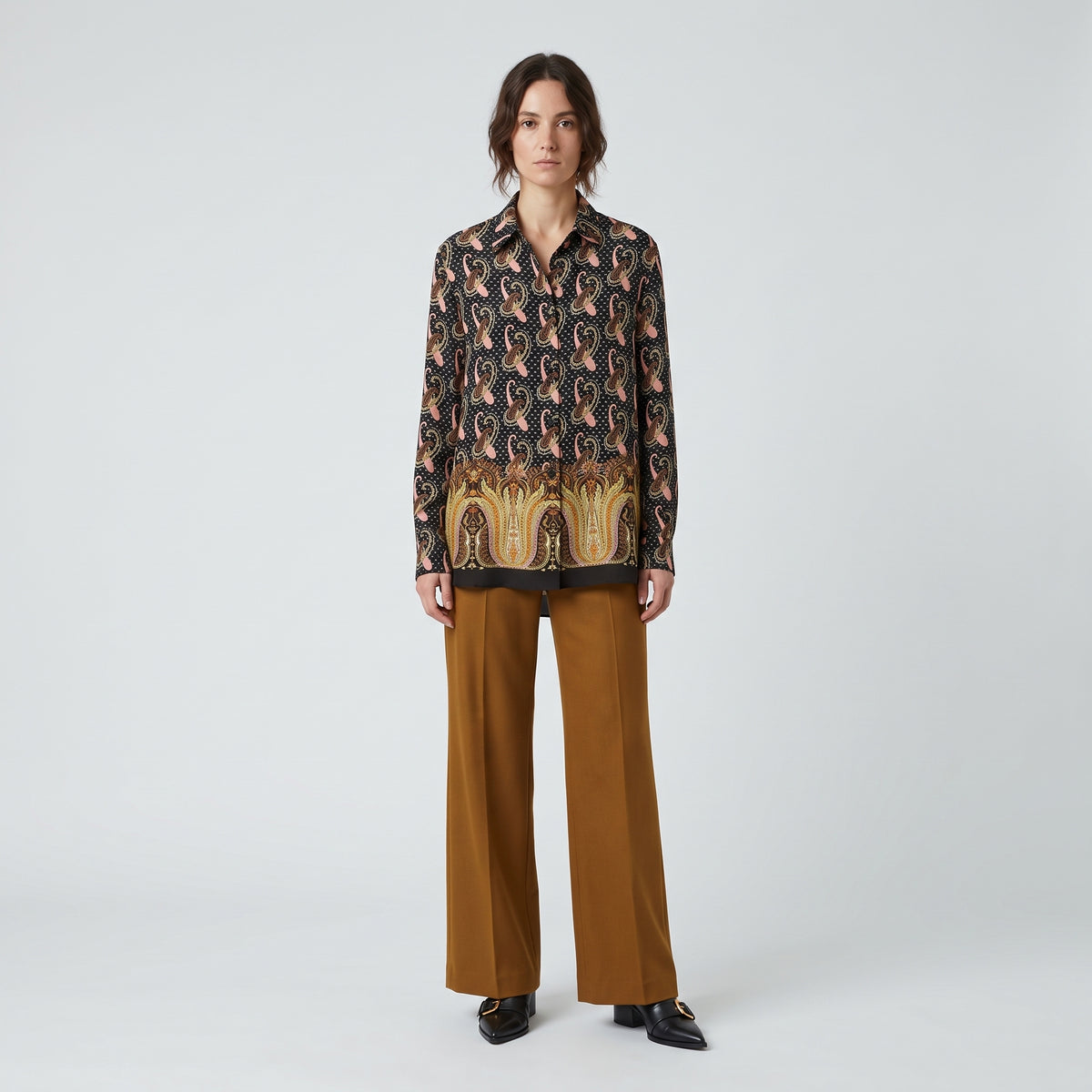 ETRO Black Paisley Printed Silk Shirt - view 3
