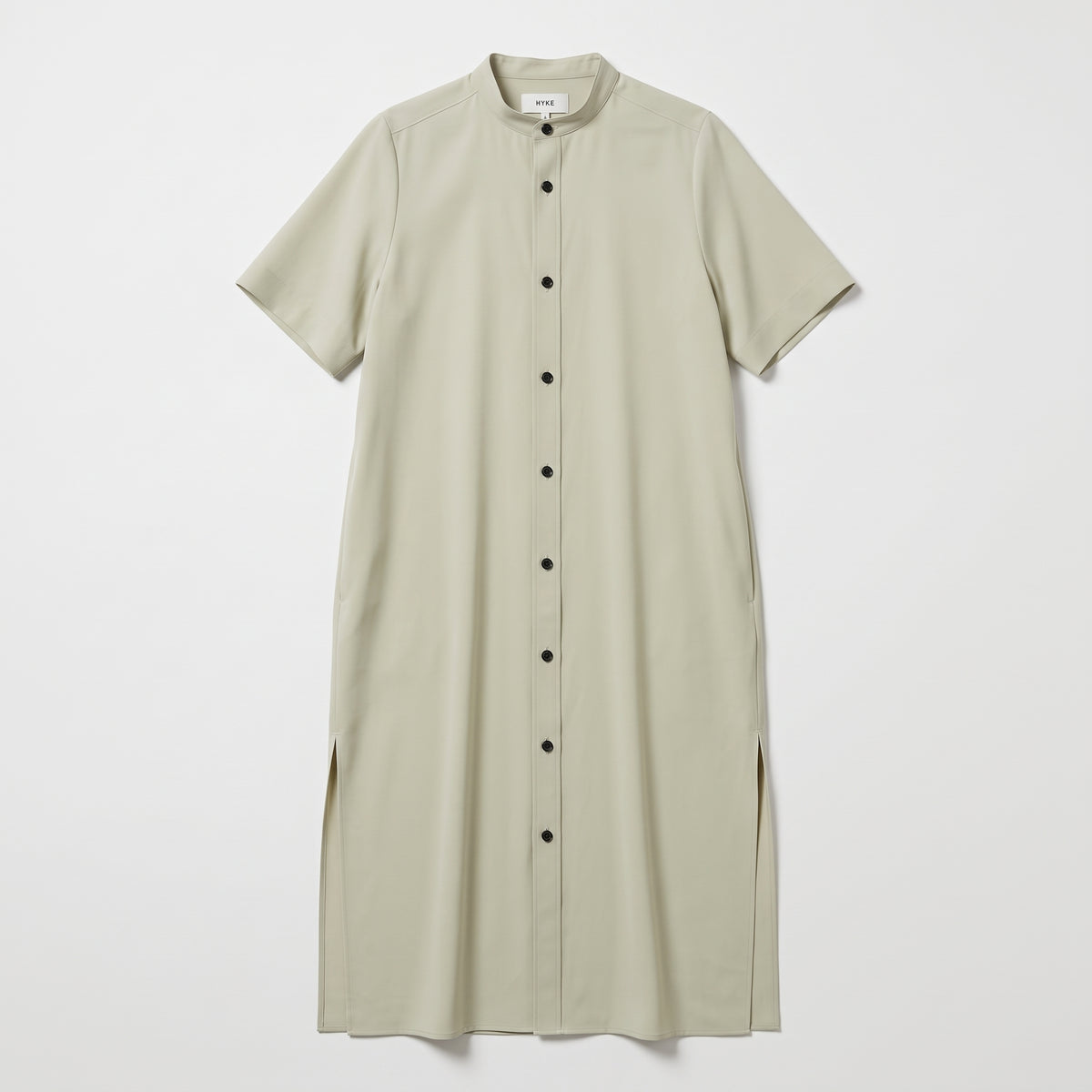 Cream Band Collar Shirt Dress