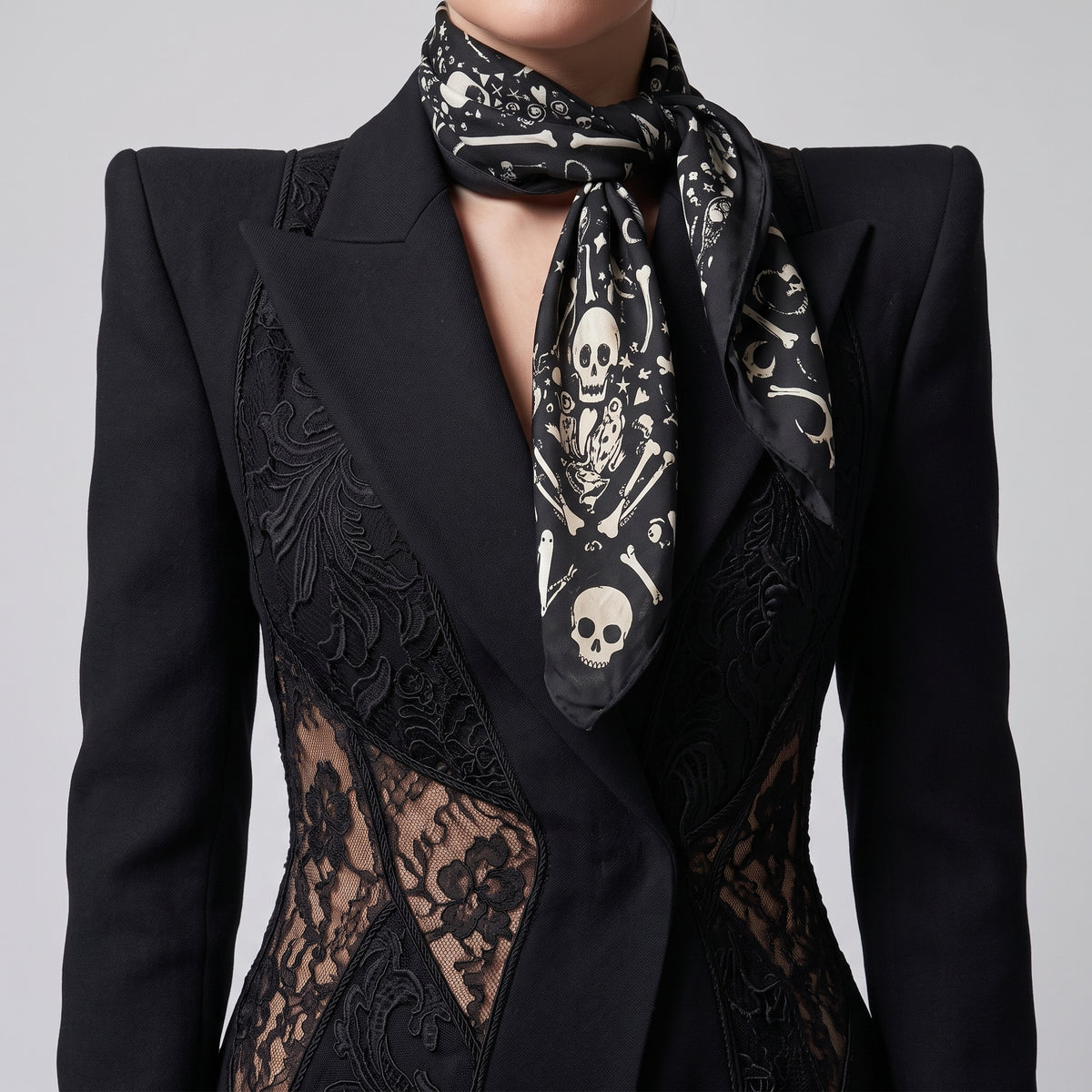 ALEXANDER MCQUEEN Gothic Skull Print Silk Scarf - view 6
