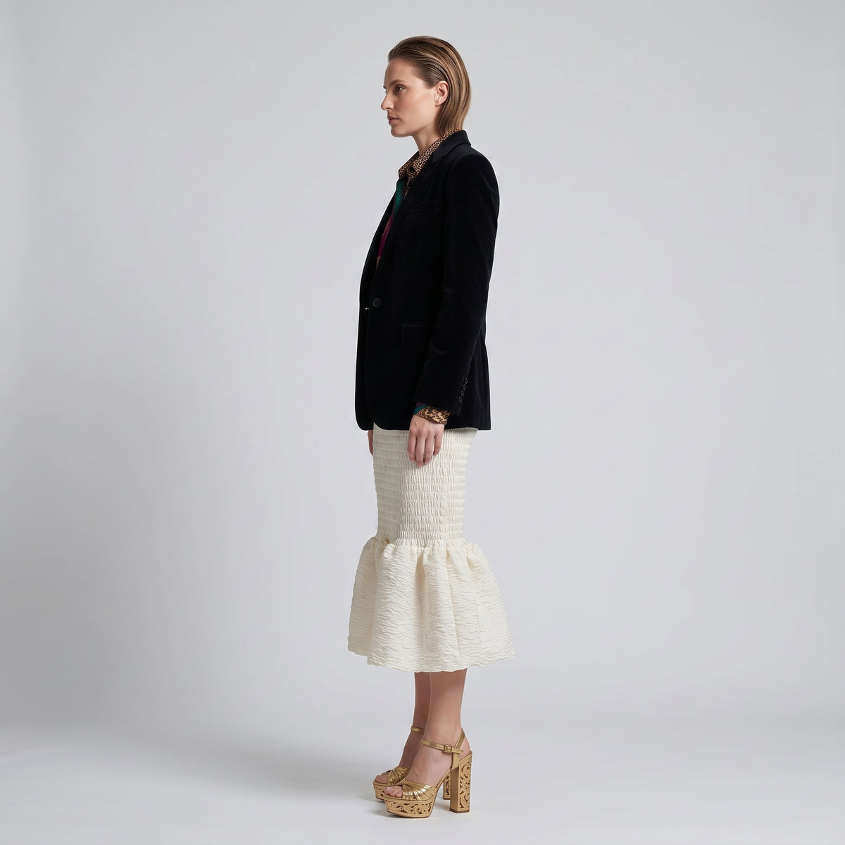DRIES VAN NOTEN Smocked Cotton Mini Skirt - view 5