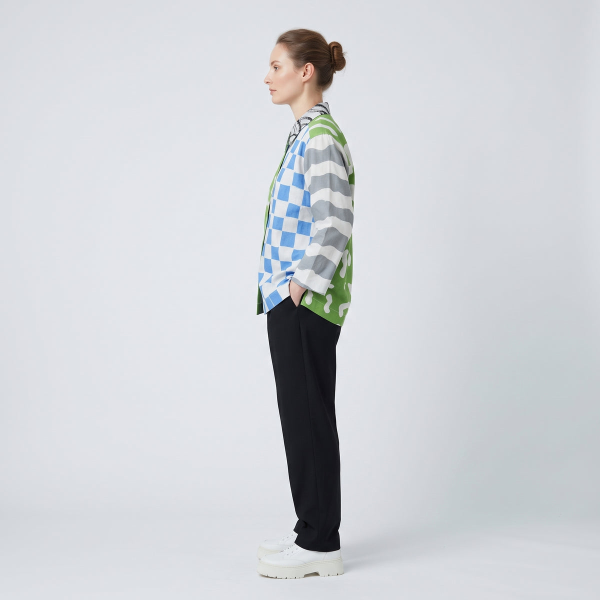 Artistic Multi-Pattern Patchwork Shirt
