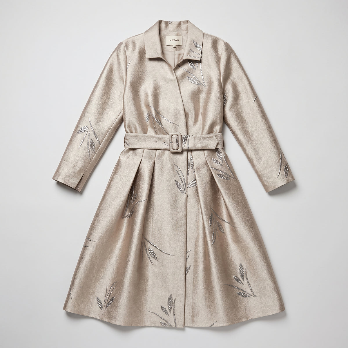 Metallic Leaf Jacquard Dress