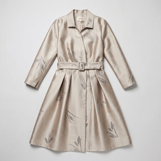 Metallic Leaf Jacquard Dress