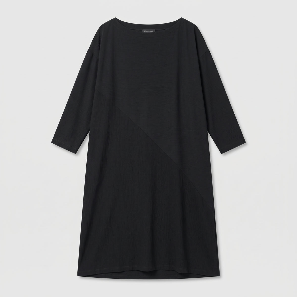 Asymmetric Paneled Black Dress