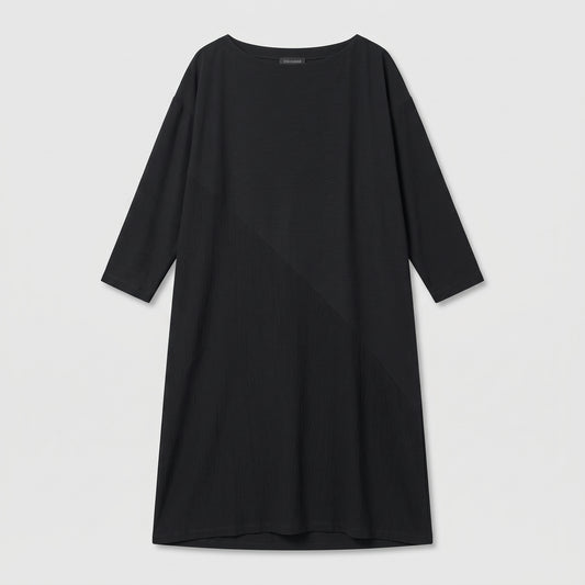 Asymmetric Paneled Black Dress