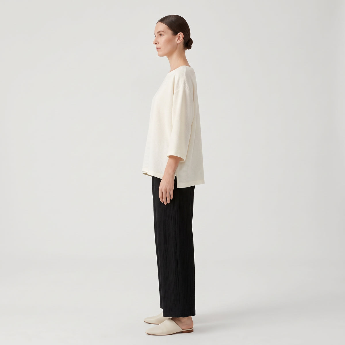Textured Boatneck Boxy Top
