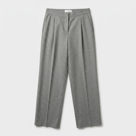 DUSAN Silver Grey Pleated Trousers