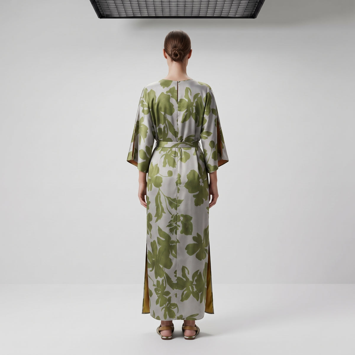 Floral Print Kimono Midi Dress