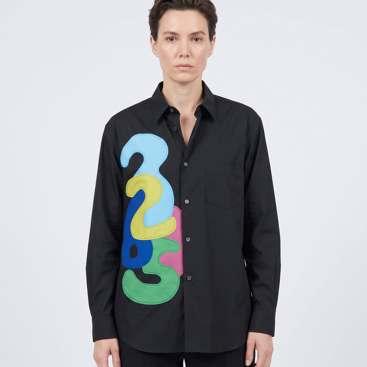 Graphic Appliqué Button-Down Shirt