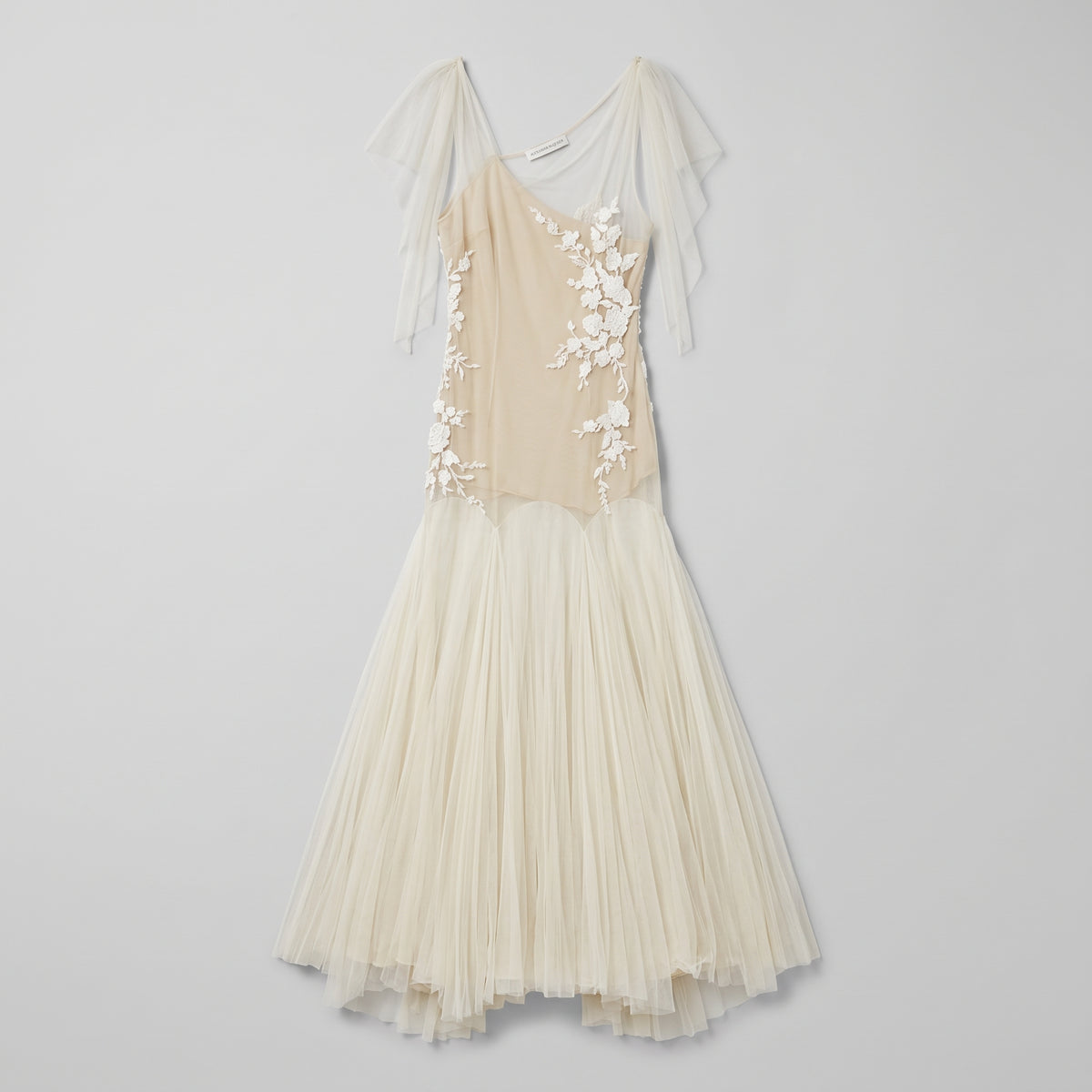 ALEXANDER MCQUEEN Floral Applique Tulle Evening Dress