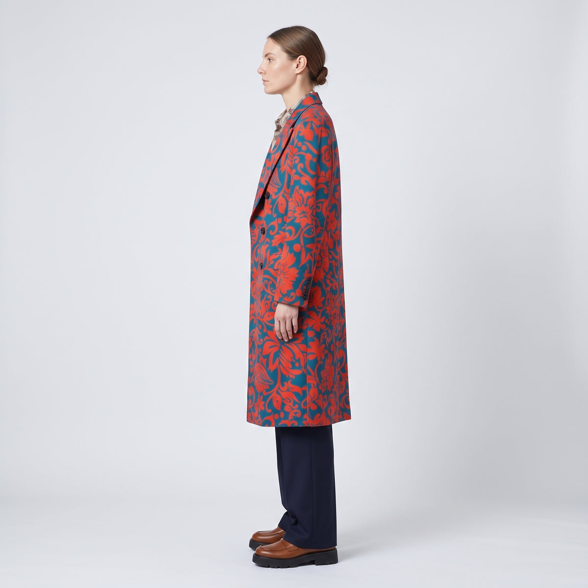 Vibrant Floral Jacquard Coat