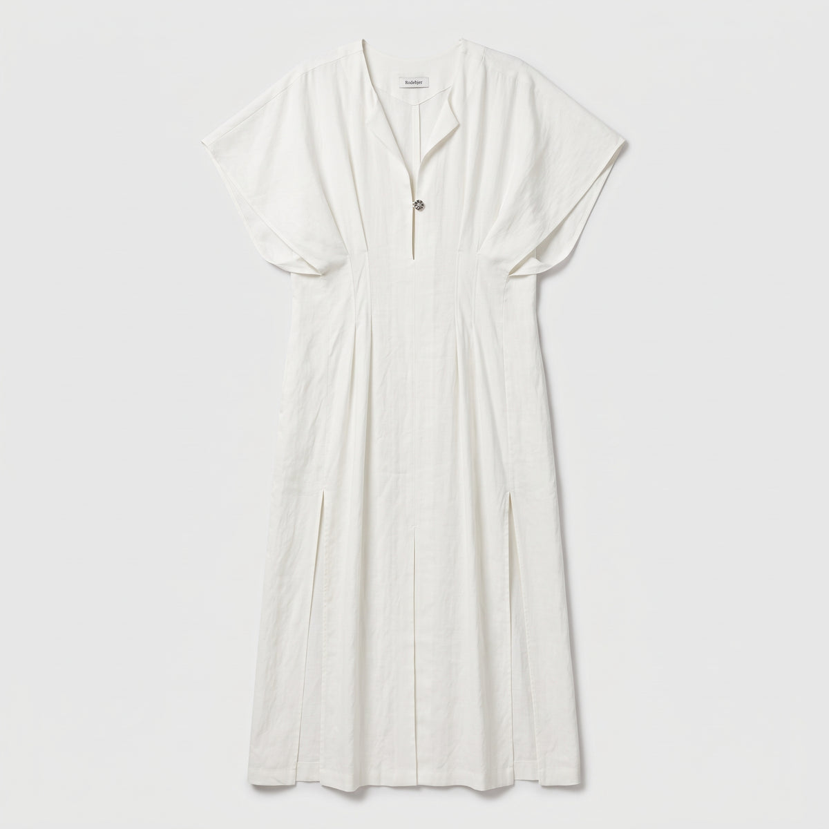 RODEBJER Elegant Pleated Linen Midi Dress