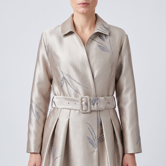 Metallic Leaf Jacquard Dress