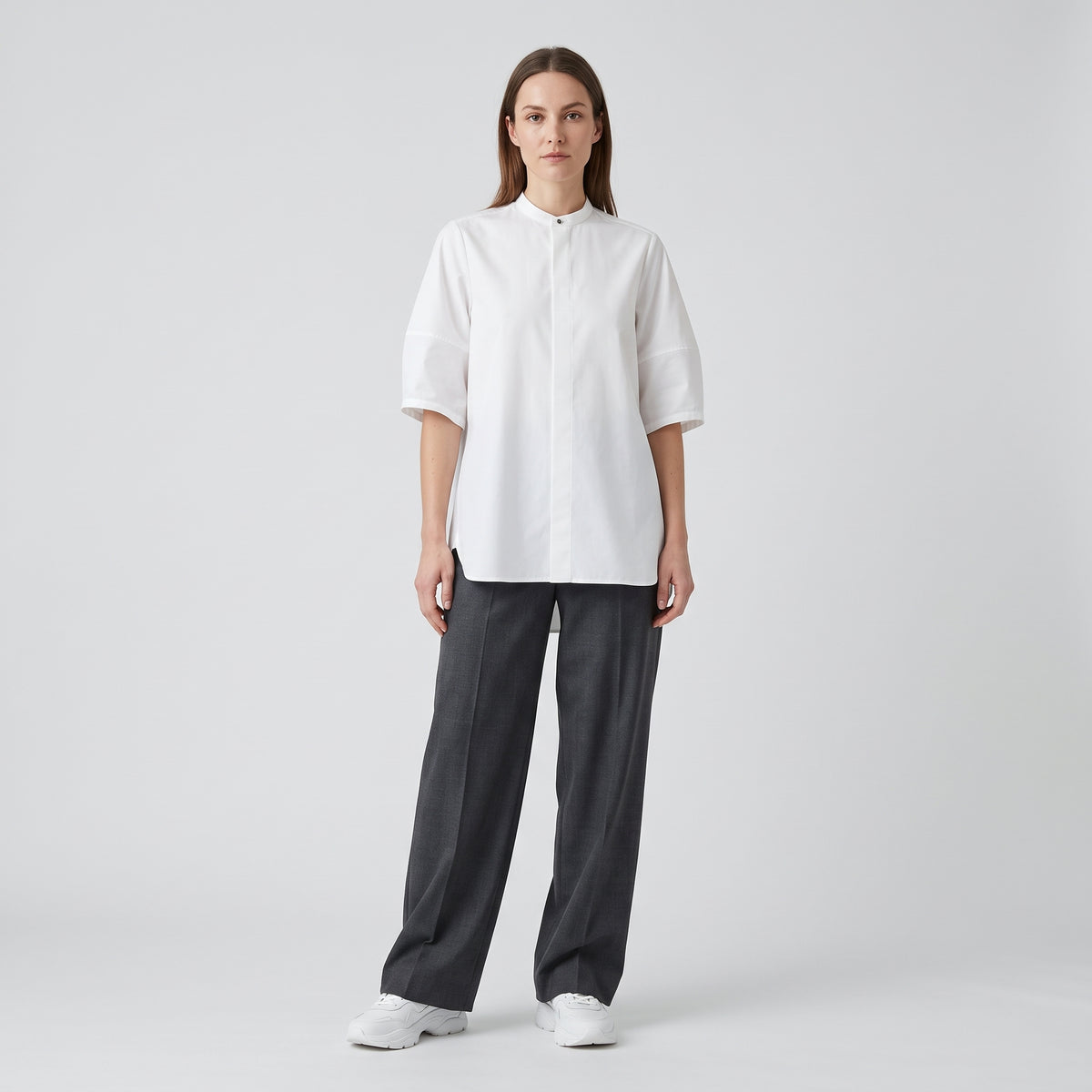 HYKE Minimalist Band Collar Blouse - view 3
