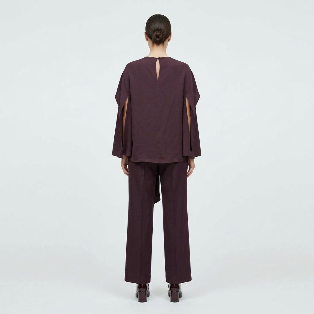 NATAN Draped Tie Accent Cape Blouse - view 4