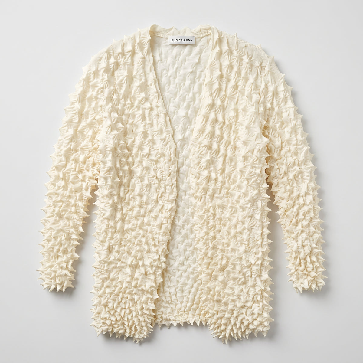 BUNZABURO Textured Shibori Open Front Cardigan