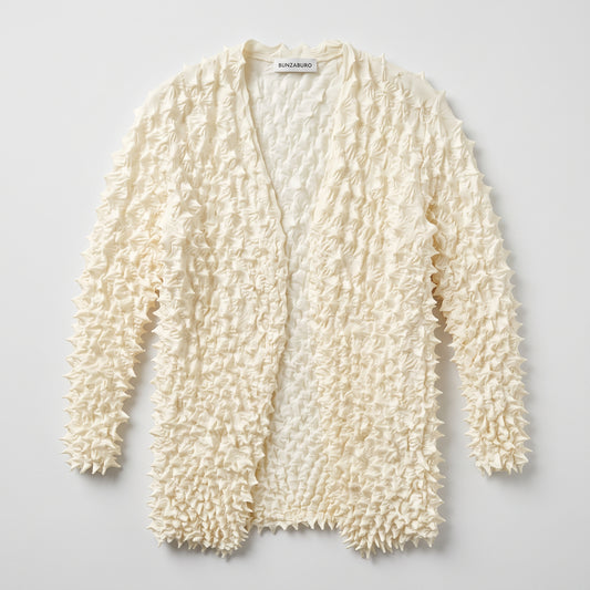 BUNZABURO Textured Shibori Open Front Cardigan