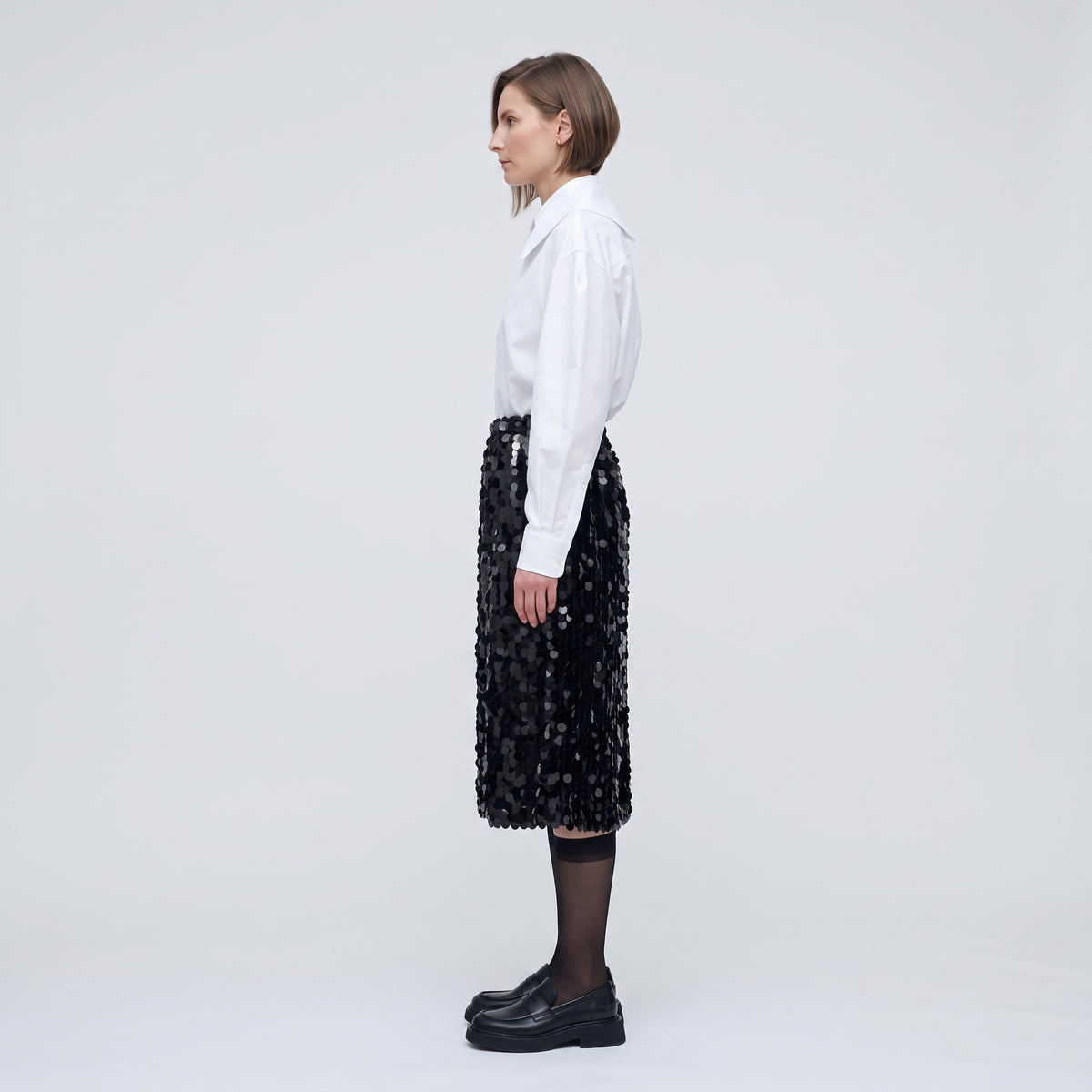 COMME DES GARCONS Black Sequin Midi Skirt - view 4