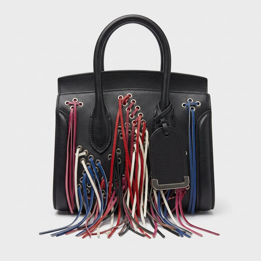 ALEXANDER MCQUEEN Laced Fringe Leather Handbag