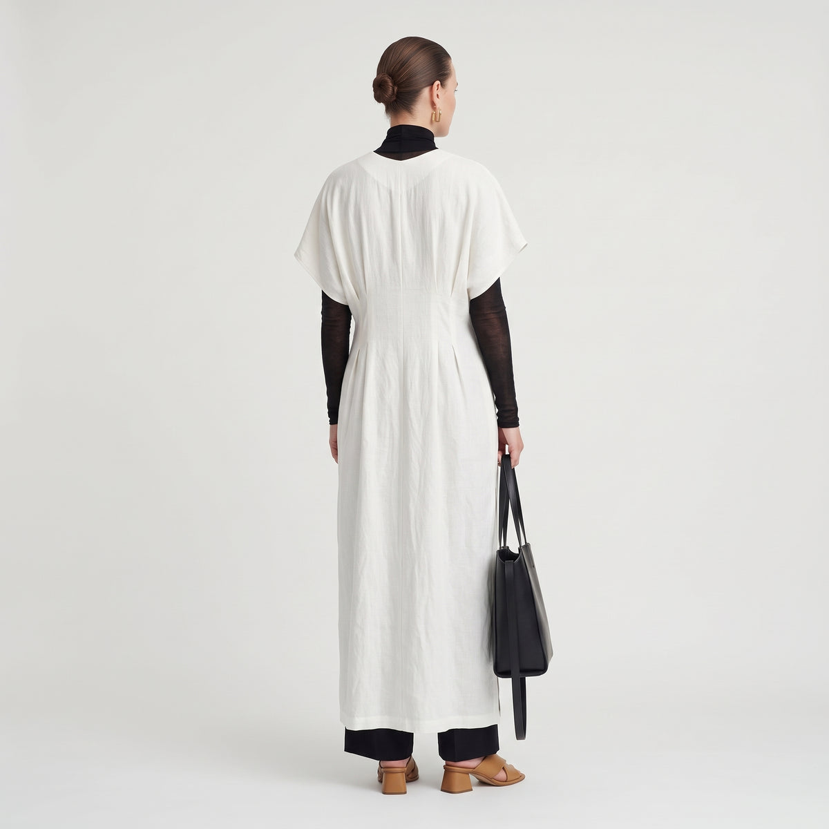 RODEBJER Elegant Pleated Linen Midi Dress - view 5