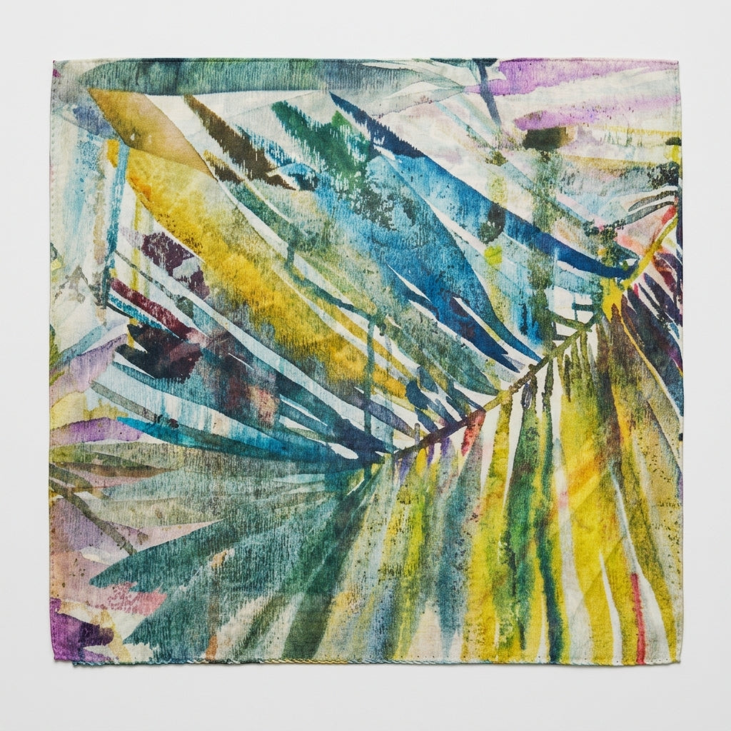 ESKANDAR Botanical Printed Large Silk Scarf