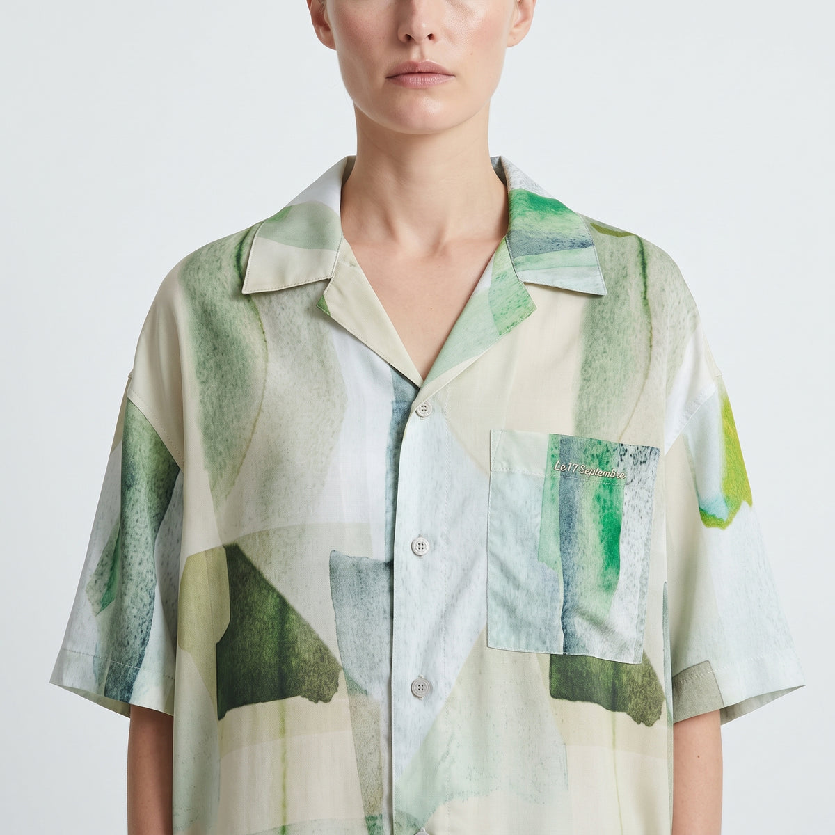 LE17SEPTEMBRE HOMME Green Abstract Print Camp Shirt - view 2