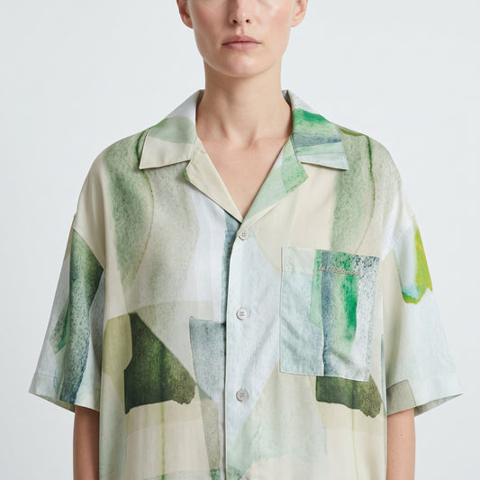 LE17SEPTEMBRE HOMME Green Abstract Print Camp Shirt - view 2