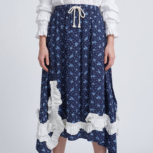 CDG CDG Floral Ruffle Asymmetric Skirt - view 2
