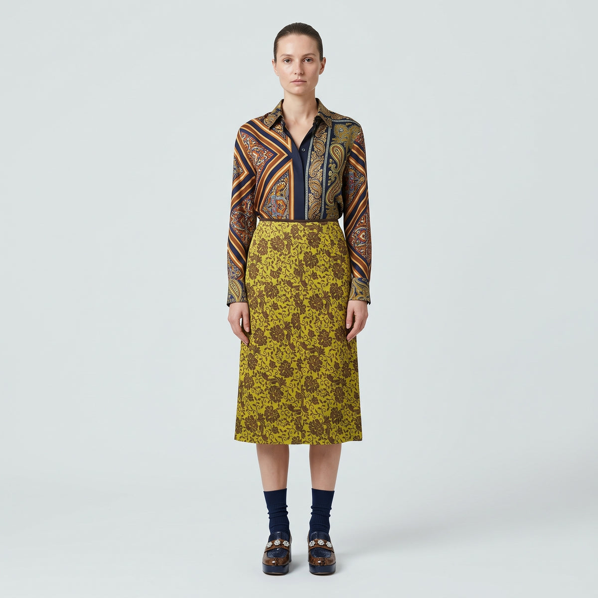 DRIES VAN NOTEN Floral Jacquard Midi Skirt - view 3