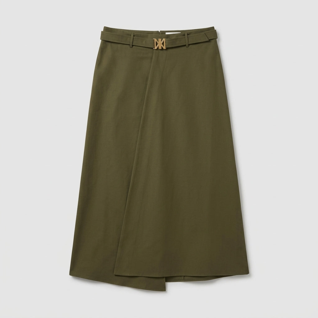 NATAN Belted Olive Green Midi Skirt