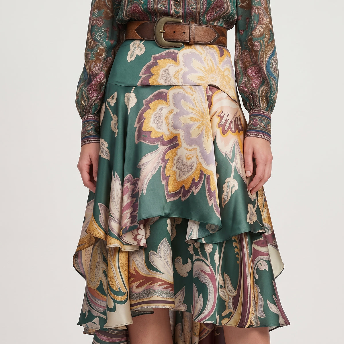 ETRO Floral Tiered Silk Midi Skirt - view 2