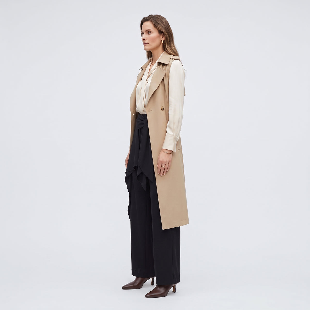 CHLOE Asymmetric Draped Wide-Leg Trousers - view 4