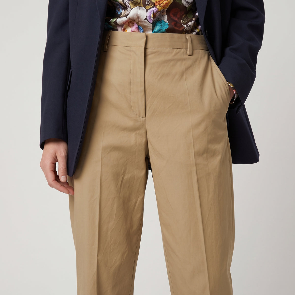 DRIES VAN NOTEN Camel Tailored Cotton Trousers - view 2