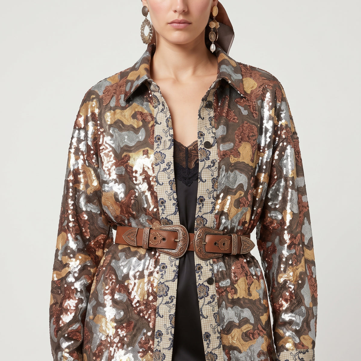 ANTONIO MARRAS Sequined Camouflage Oversized Shirt - view 2