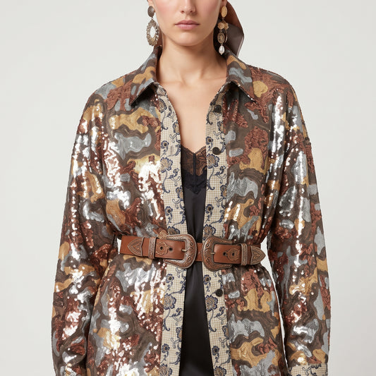 ANTONIO MARRAS Sequined Camouflage Oversized Shirt - view 2