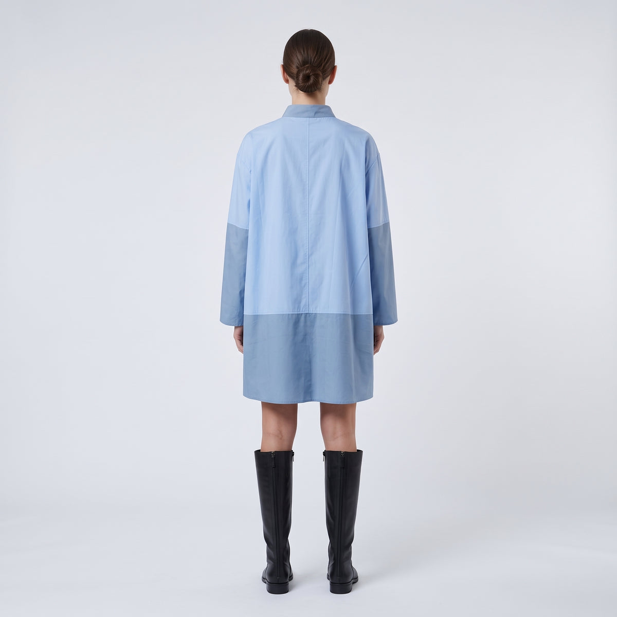 TSUNODA Two-Tone Blue Cotton Shirt - view 5