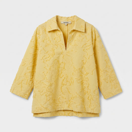 Textured Yellow Collared Blouse