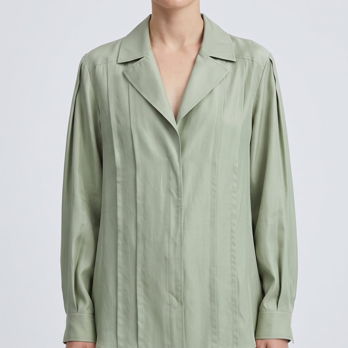 ALBERTA FERRETTI Sage Green Pleated Shirt - view 2
