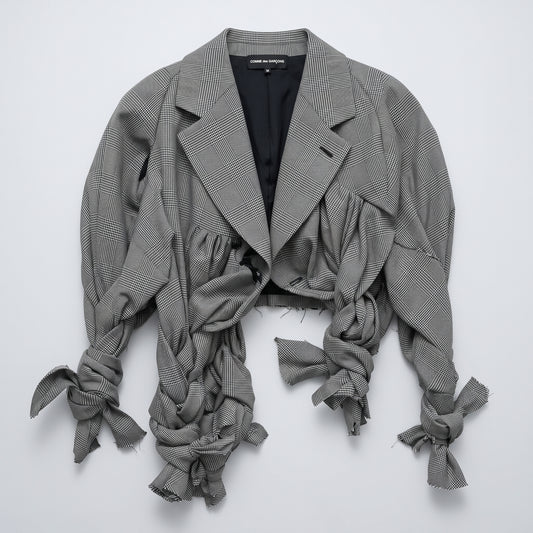 COMME DES GARCONS Deconstructed Plaid Cropped Jacket
