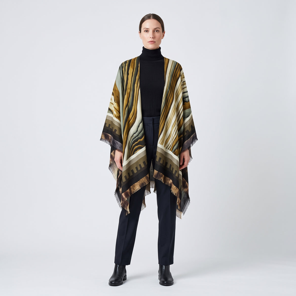MAISON PASSAGE Waves Printed Fringed Kimono - view 2