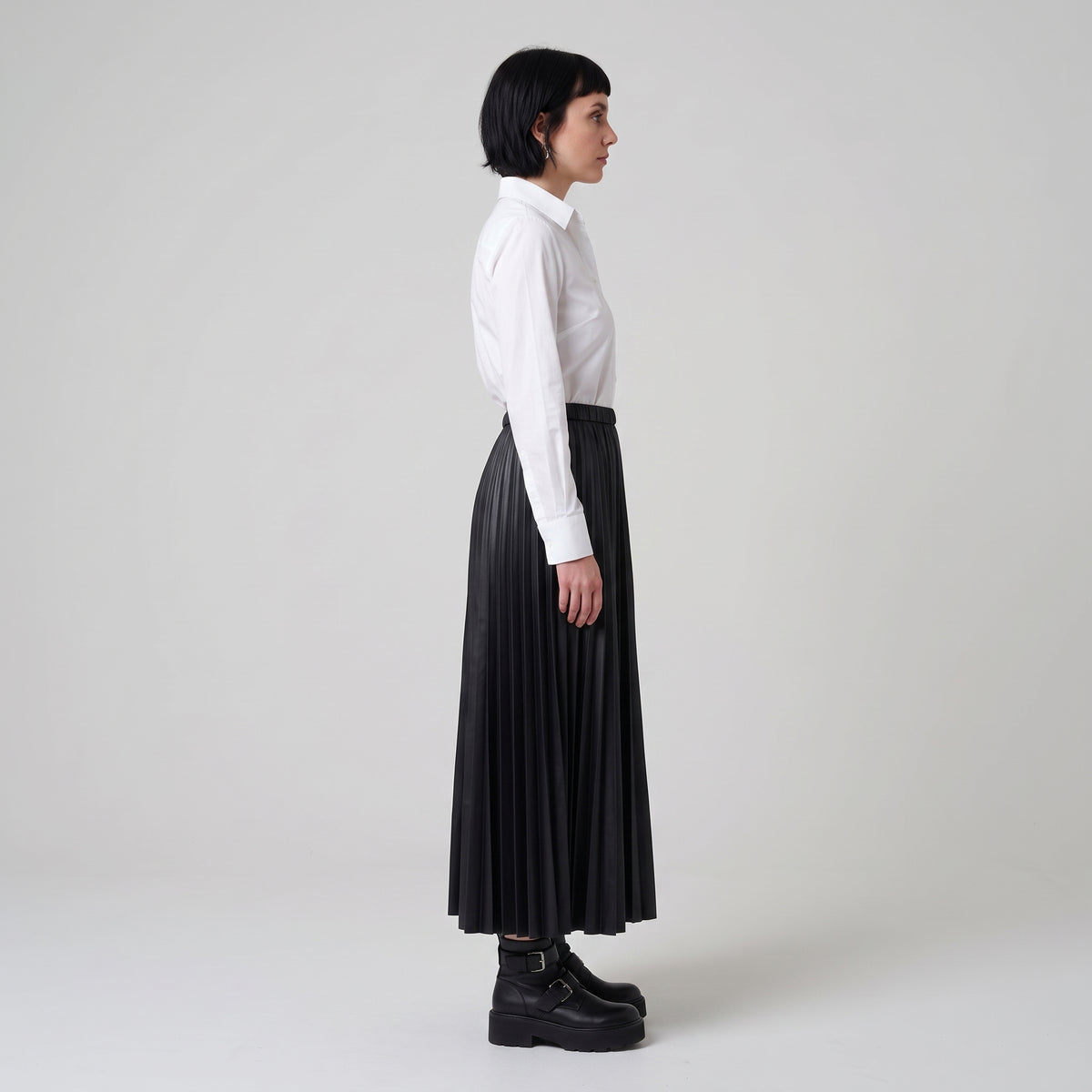 JUNYA WATANABE Pleated Faux Leather Midi Skirt - view 4