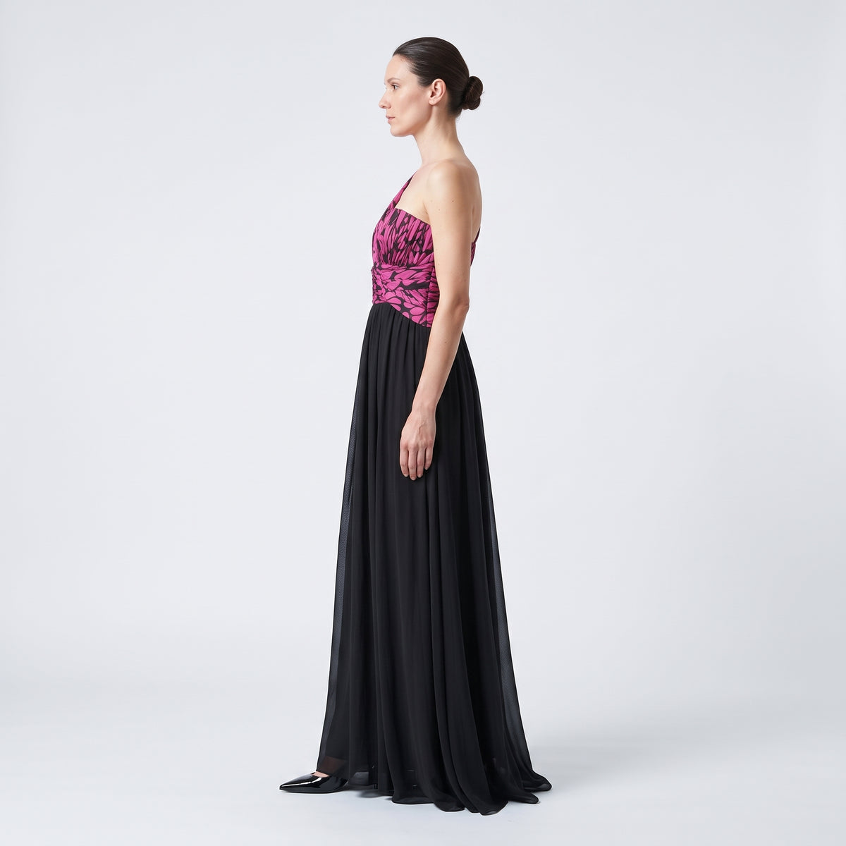 TUVANAM Fuchsia One-Shoulder Evening Dress - view 4