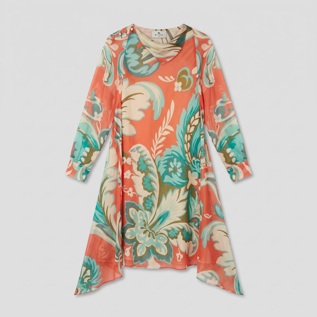 ETRO Orange Paisley Asymmetric Dress