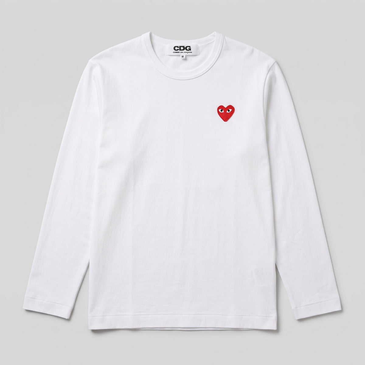 CDG PLAY Heart Patch Long Sleeve Tee