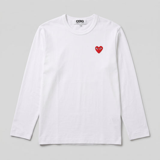 CDG PLAY Heart Patch Long Sleeve Tee