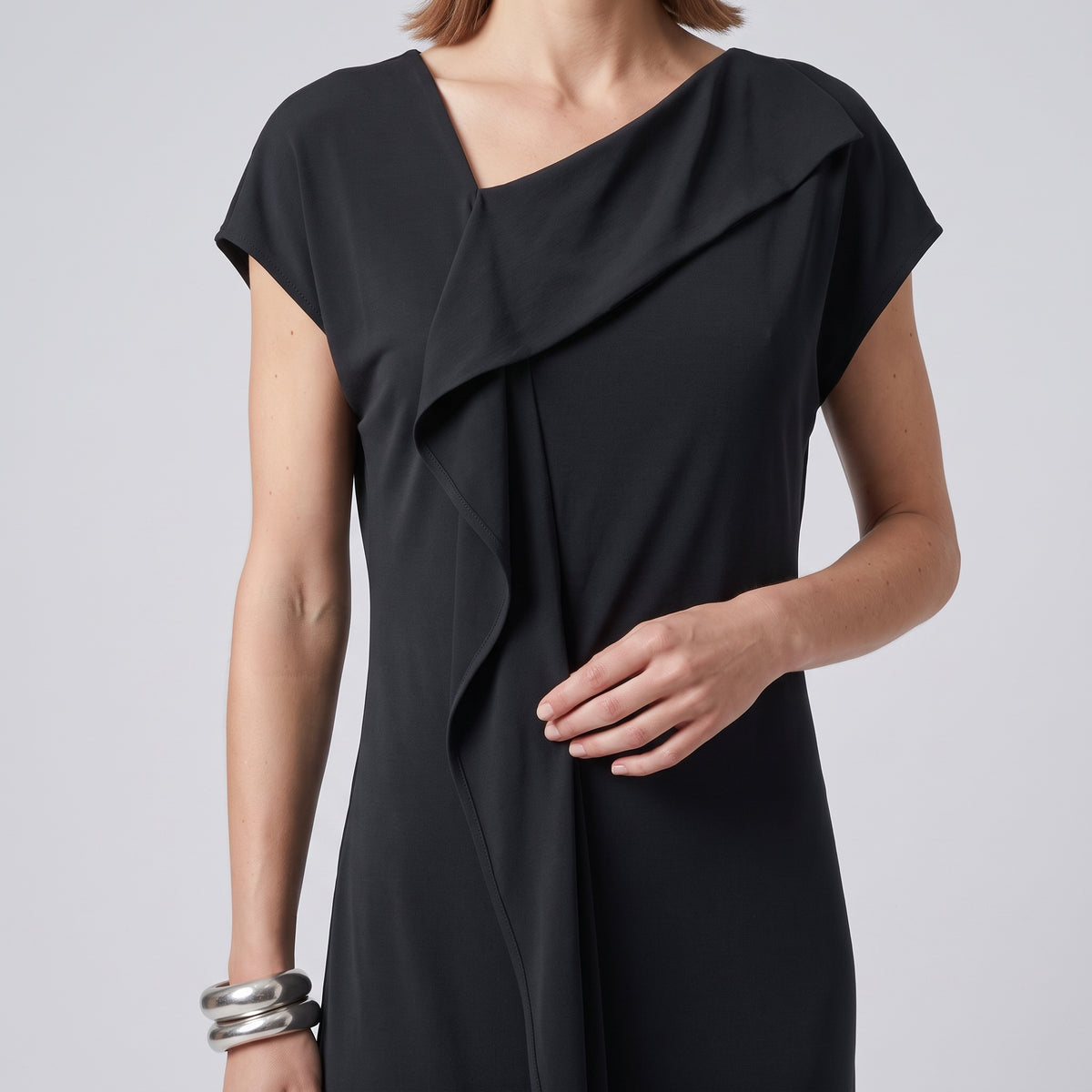 PLAN C Asymmetric Draped Midi Dress - view 2